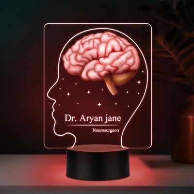 Personalized Neurosurgeon LED Night Light, Brain Design, 3D Illusion Lamp with Multicolored Light Gift for Gift for Neurologist, Psychology Student, Psychologist